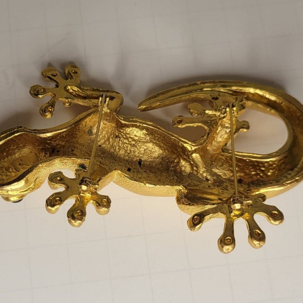 VintageVintage Gold Tone Gecko Lizard Brooch - Picture 5 of 12
